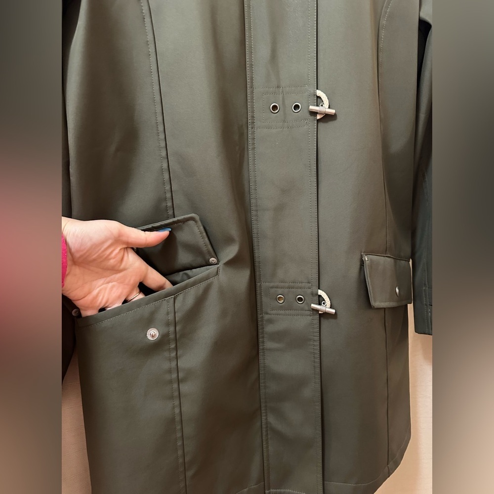 Apropos Juniors Olive Green Coat Jacket With Yellow Collar – Size 7 - Picture 4 of 7